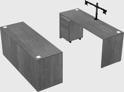 Parallel desk with credenza