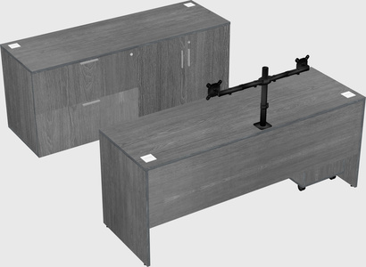 Bureau parallèle avec crédence