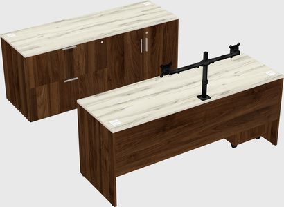 Bureau parallèle avec crédence