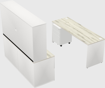 Parallel desk with credenza