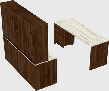 Parallel desk with credenza