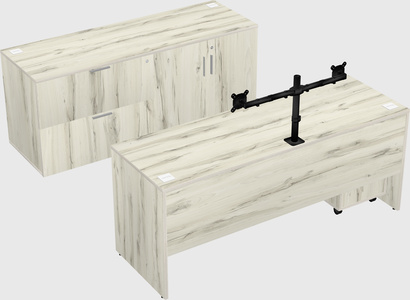 Parallel desk with credenza