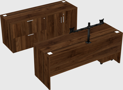 Bureau parallèle avec crédence