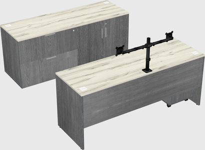 Parallel desk with credenza