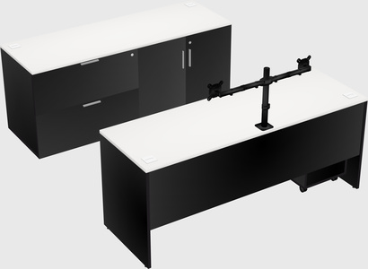 Parallel desk with credenza