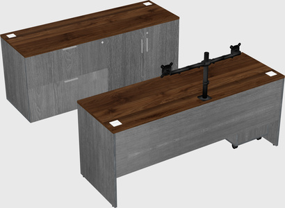 Parallel desk with credenza