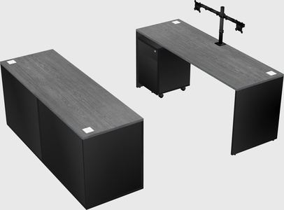 Parallel desk with credenza