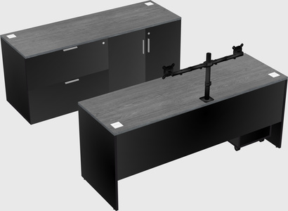 Parallel desk with credenza