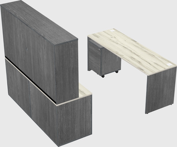 Parallel desk with credenza