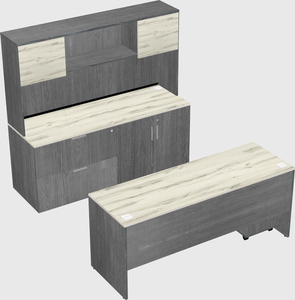 Parallel desk with credenza