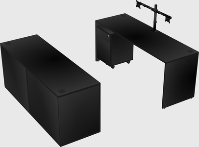 Parallel desk with credenza