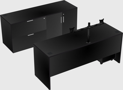 Bureau parallèle avec crédence