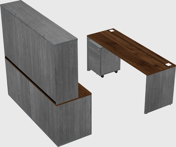 Bureau parallèle avec crédence