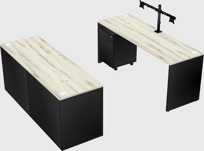 Parallel desk with credenza