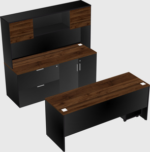 Parallel desk with credenza