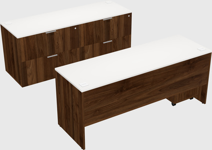 Parallel desk with credenza