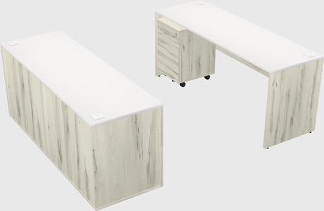 Bureau parallèle avec crédence
