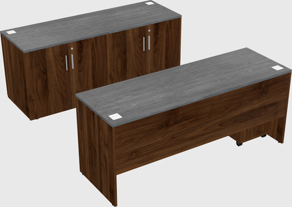 Bureau parallèle avec crédence