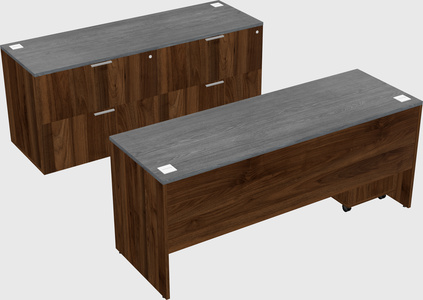Parallel desk with credenza