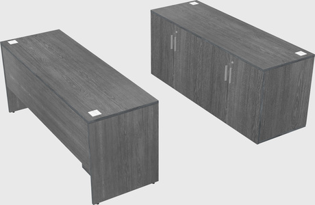 Bureau parallèle avec crédence