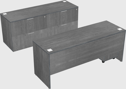 Bureau parallèle avec crédence