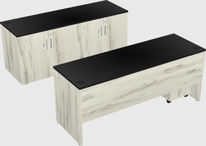 Bureau parallèle avec crédence