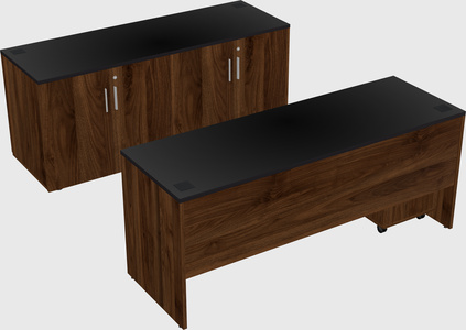 Parallel desk with credenza