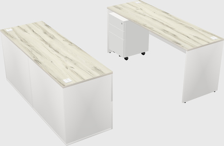 Bureau parallèle avec crédence