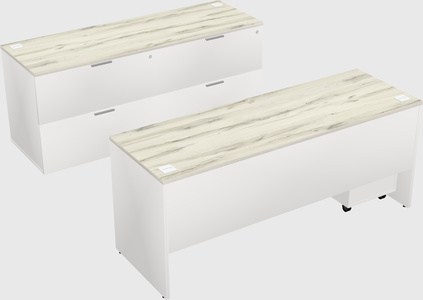 Bureau parallèle avec crédence