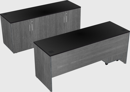 Bureau parallèle avec crédence