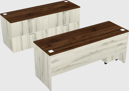 Bureau parallèle avec crédence