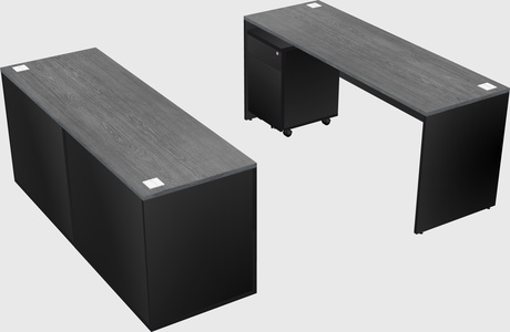 Bureau parallèle avec crédence