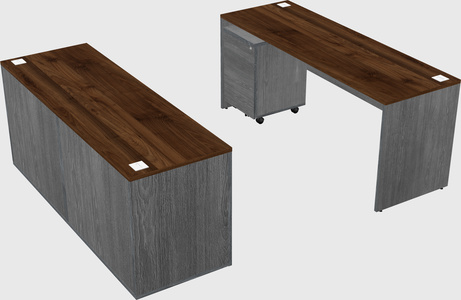 Parallel desk with credenza