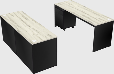 Parallel desk with credenza