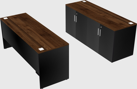 Bureau parallèle avec crédence
