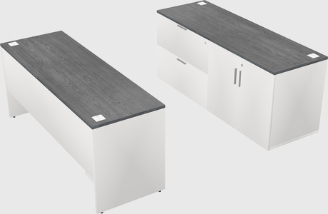 Bureau parallèle avec crédence