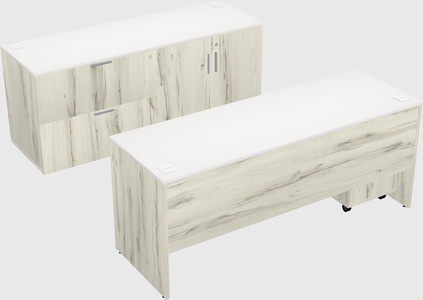 Parallel desk with credenza