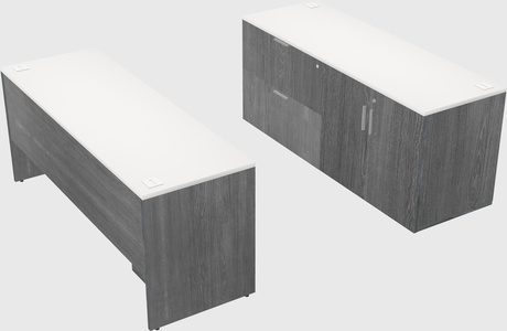 Parallel desk with credenza