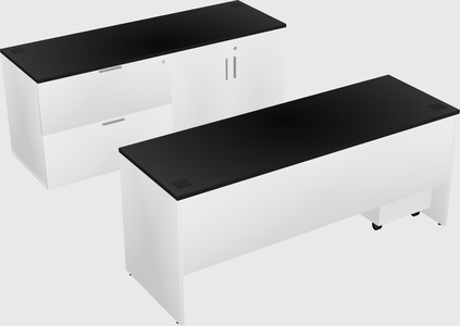 Parallel desk with credenza