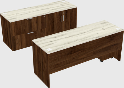 Parallel desk with credenza