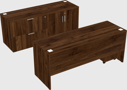 Bureau parallèle avec crédence