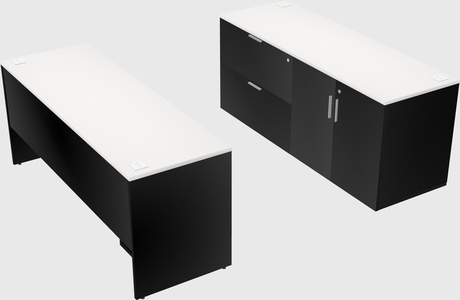 Parallel desk with credenza