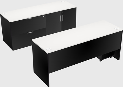 Parallel desk with credenza