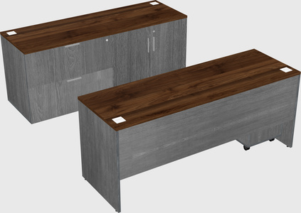 Bureau parallèle avec crédence