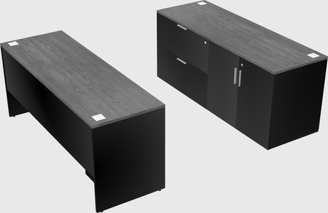 Parallel desk with credenza