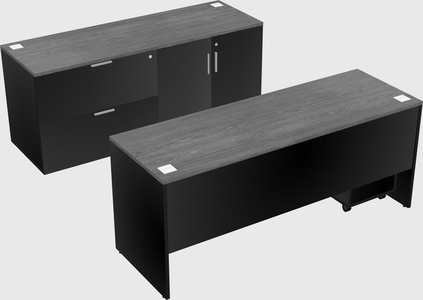 Parallel desk with credenza