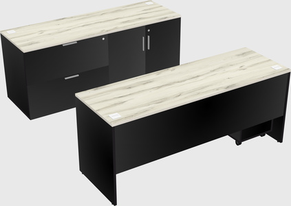 Bureau parallèle avec crédence
