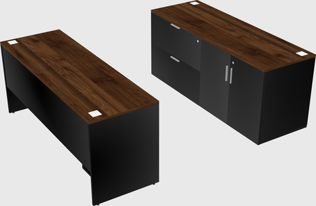Parallel desk with credenza