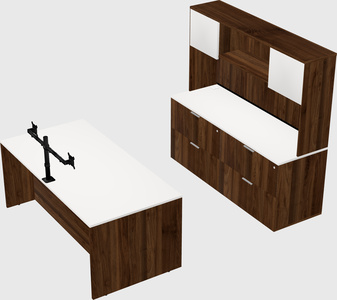 Parallel desk with credenza