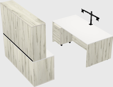 Parallel desk with credenza
